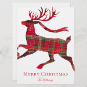 Rustique rouge vert Plaid Deer Carte photo de vaca (Devant / Derrière)