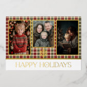 Rustique Rouge & Vert Plaid Joyeux Vacances Photo (Recto)