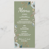 Rustique Sage floral 4x9 plat mariage Menu (Devant)