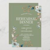 Rustique Sage Floral Rehearer Dîner Invitation (Devant / Derrière)