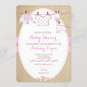Rustique Shabby Chic Baby shower Invitations de fi