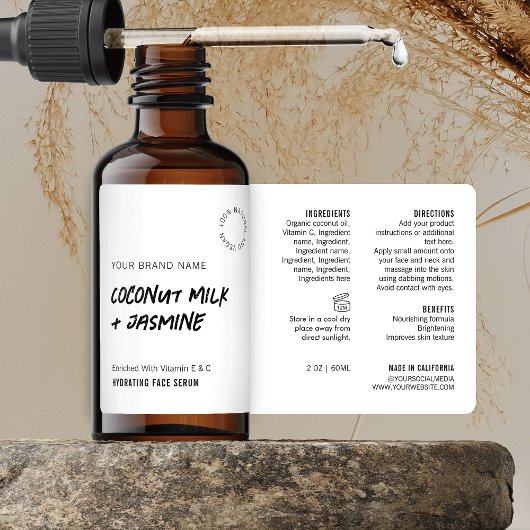 Rustique Simple Noir Blanc 2OZ Étiquette de boutei