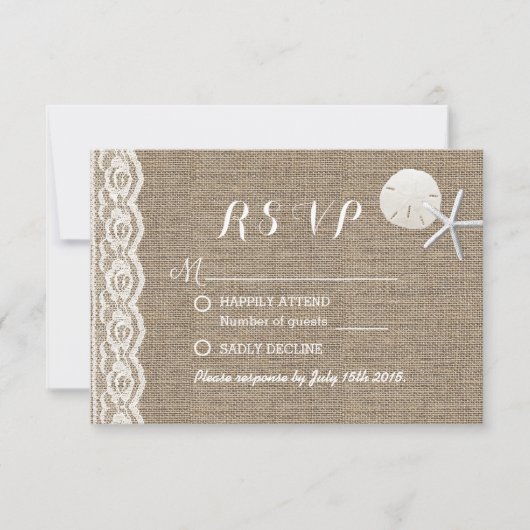 Rustique Starfish & Sand Dollar Plage Mariage RSVP (Devant)