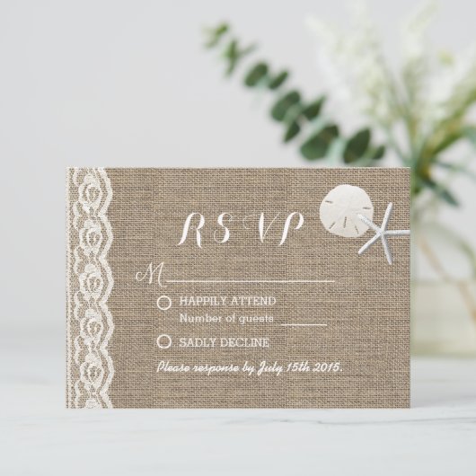 Rustique Starfish & Sand Dollar Plage Mariage RSVP (Debout devant)