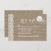 Rustique Starfish & Sand Dollar Plage Mariage RSVP (Devant / Derrière)