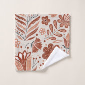 Rustique Stylisé Teracotta motif floral (Gant de toilette)