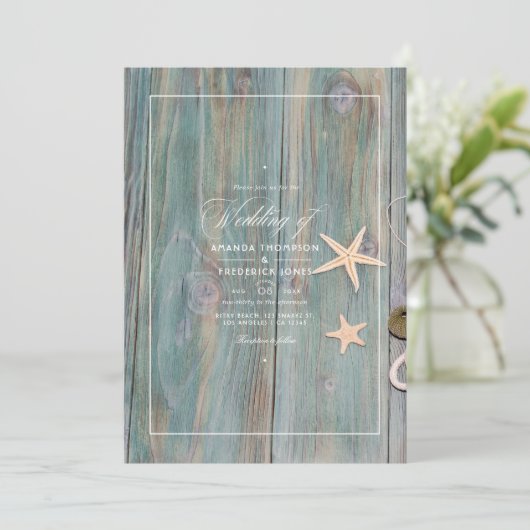 Rustique Summer Beach Faire-part de mariage nautiq (Debout devant)