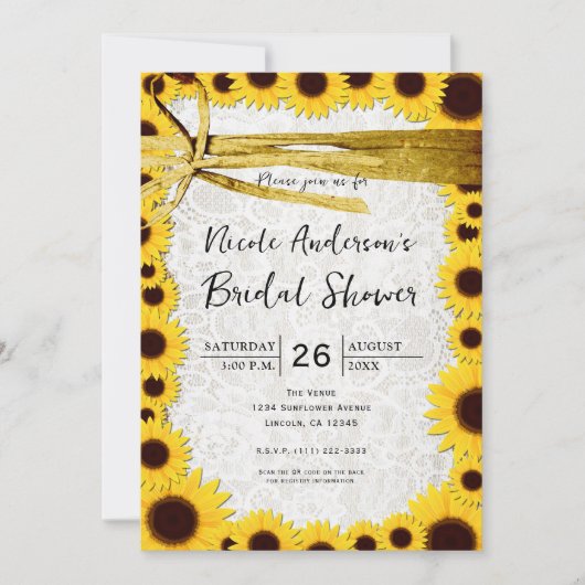 Rustique Sunflower Twine Mariage Invitations (Devant)