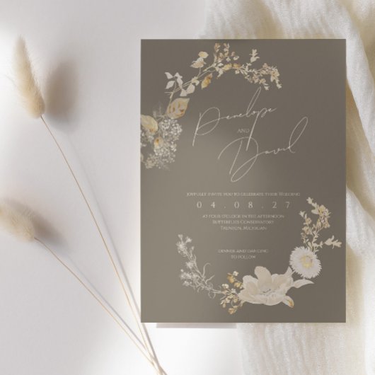 Rustique Taupe & Kraft Boho Faire-part de mariage