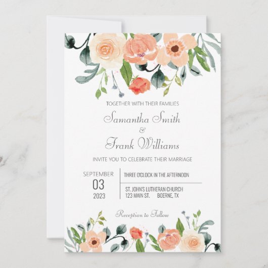 Rustique Terracotta Aquarelle Florale Invitation (Devant)