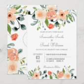 Rustique Terracotta Aquarelle Florale Invitation (Devant / Derrière)