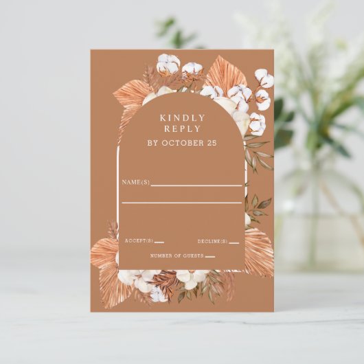Rustique Terracotta Boho Pampas Mariage Arché RSVP (Debout devant)