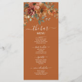 Rustique Terracotta Brûlé Orange Floral Menu Maria (Dos)