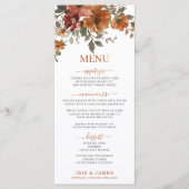 Rustique Terracotta Brûlé Orange Floral Menu Maria (Devant)