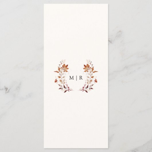 Rustique Terracotta Feuille Menu Mariage de automn (Dos)