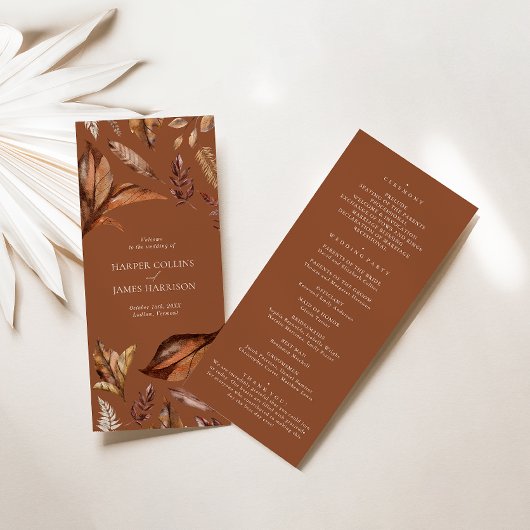 Rustique Terracotta Feuille programme de cérémonie