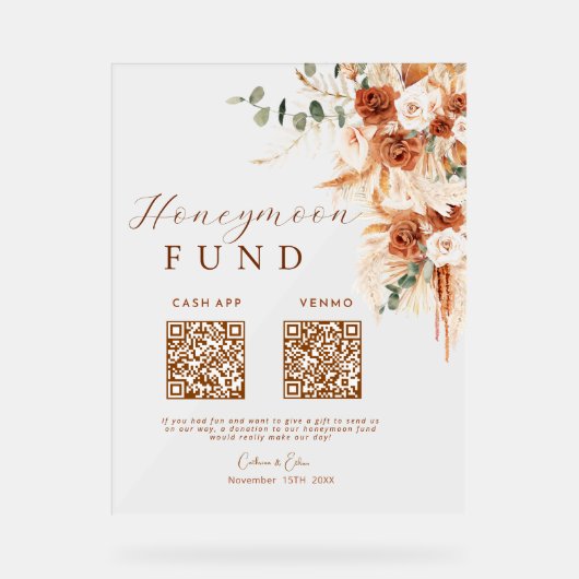 Rustique Terracotta Floral Honeymoon Fund Code QR (Recto)
