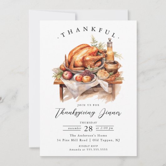 Rustique Thanksgiving Diner Invitation (Devant)