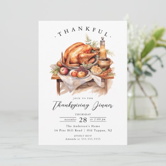 Rustique Thanksgiving Diner Invitation (Debout devant)
