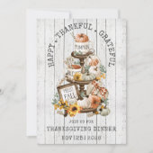 Rustique Thanksgiving Wood Invitation Automne (Devant)