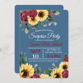 Rustique Tournesol Floral Invitation fête d'annive (Devant / Derrière)