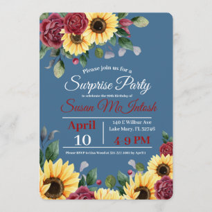 Rustique Tournesol Floral Invitation fête d'annive