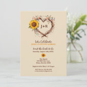Rustique Tournesol Pays Bridal Douche Invitation (Debout devant)