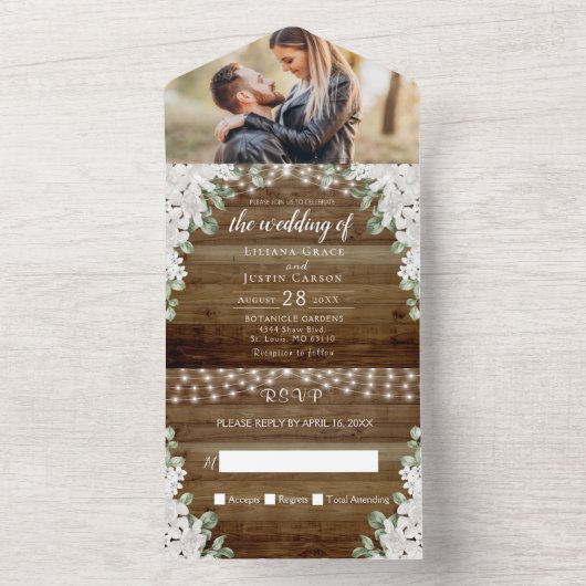 Rustique Tout en un Faire-part de mariage (À l'intérieur)