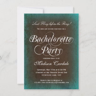 Rustique Turquoise Bachelorette Invitations