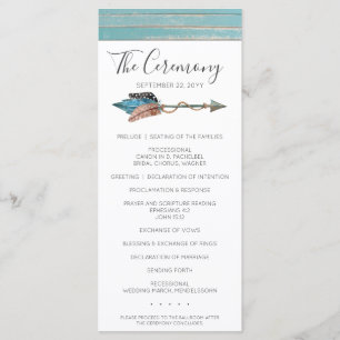 Rustique Turquoise Boho Boho Programme de mariage