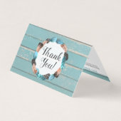 Rustique Turquoise Bois & Plumes Flèche Merci (Front)