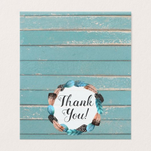 Rustique Turquoise Bois & Plumes Flèche Merci (Outside Unfolded)