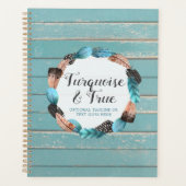 Rustique Turquoise Bois & Plumes Wreath Boho Chic (Devant)