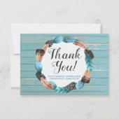 Rustique Turquoise Carte de remerciements de la fl (Devant)