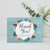 Rustique Turquoise Carte de remerciements de la fl (Debout devant)