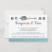 Rustique Turquoise Carte de remerciements de la fl (Dos)