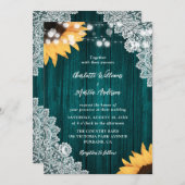 Rustique Turquoise dentelle tournesol invitation m (Devant / Derrière)