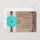 Rustique Turquoise Gerber Daisy Lace Wedding Carte (Devant)