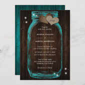 Rustique Turquoise Mason Jar Invitations de mariag (Devant / Derrière)