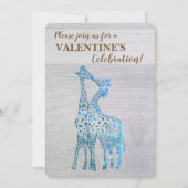 Rustique Valentine Invitation Giraffes Baiser (Devant)