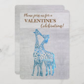 Rustique Valentine Invitation Giraffes Baiser (Devant / Derrière)