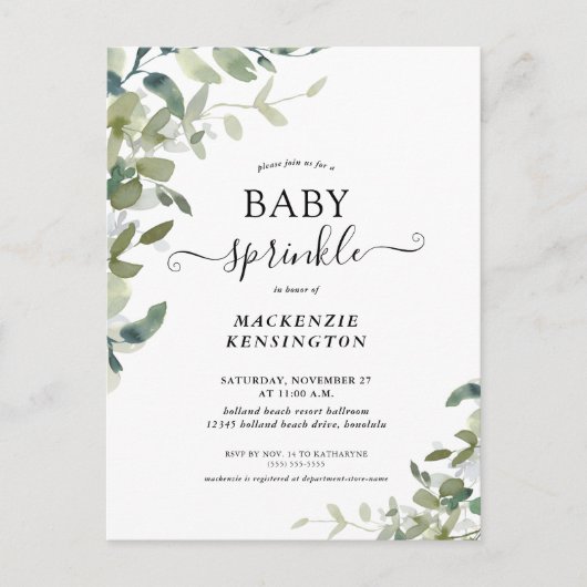 Rustique verdure Baby Sprinkle Invitation (Devant)