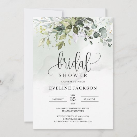 Rustique verdure Foliage Bridal Shower Invitation (Devant)
