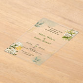Rustique Vert Floral Acrylique Mariage Invitations (Poser)