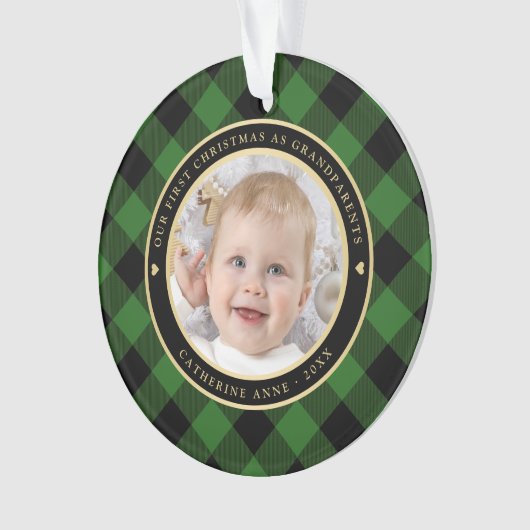 Rustique Vert Noir Plaid Premier Grand-Parents Pho (devant)