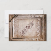 Rustique Vintage Antique Brown Frame Wedding RSVP (Dos)