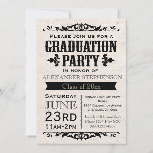 Rustique Vintage Beige Graduation Party Invitation