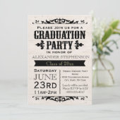 Rustique Vintage Beige Graduation Party Invitation (Debout devant)