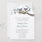 Rustique Vintage Bluebirds Invitations de mariage (Devant)