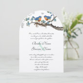 Rustique Vintage Bluebirds Invitations de mariage (Debout devant)